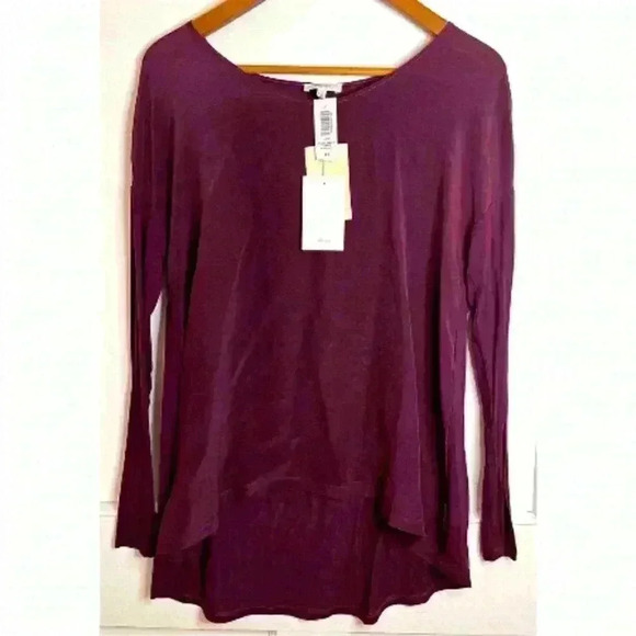 BNWT Wilfred Silk Charleville  Long Sleeved Shirt in Deep Eggplant Size XS - Picture 1 of 8